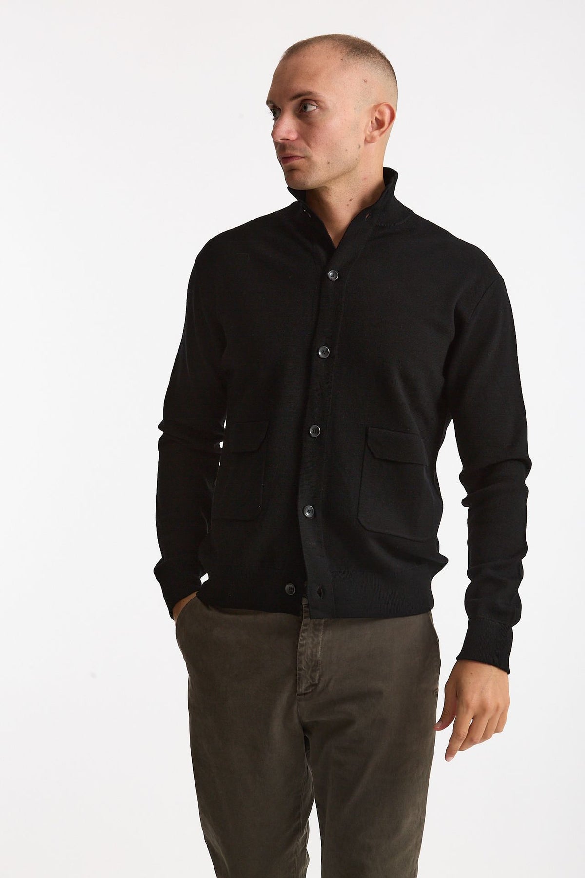 Cardigan in lana nero men Hosio - 1