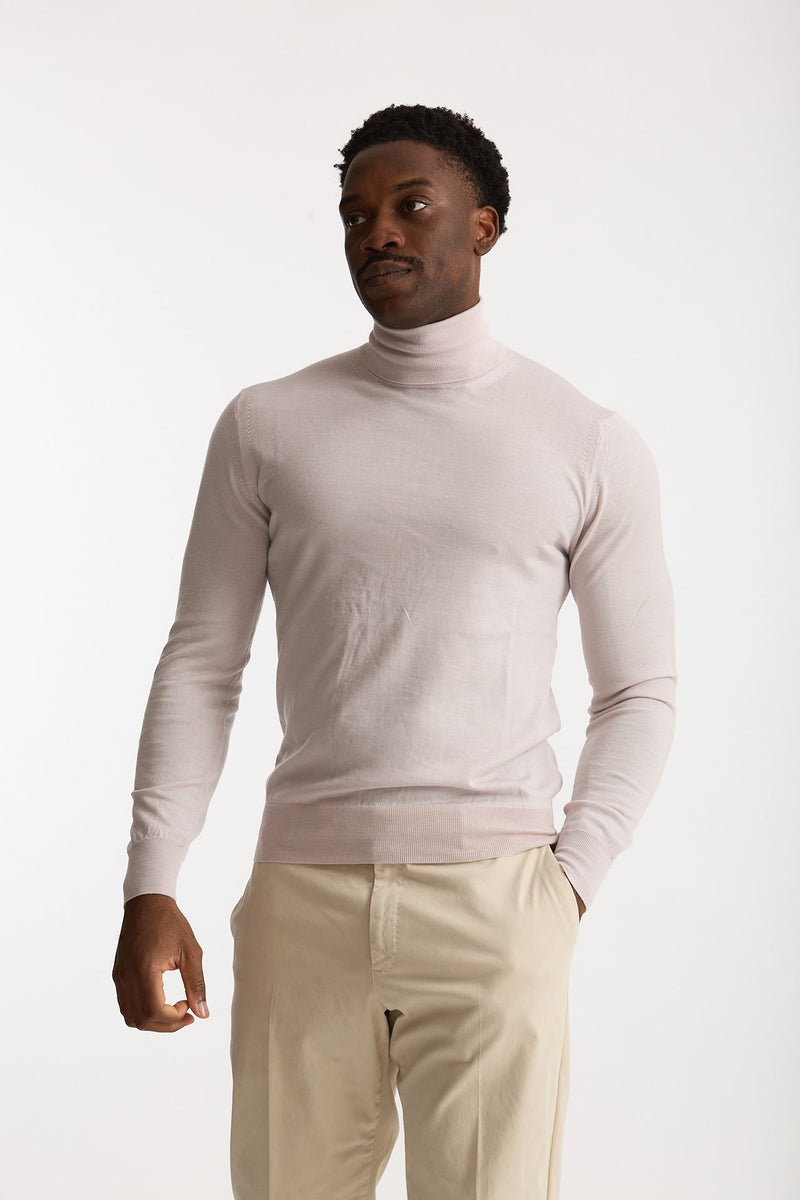 Dolcevita in lana rasata rosa chiaro men Hosio - 1
