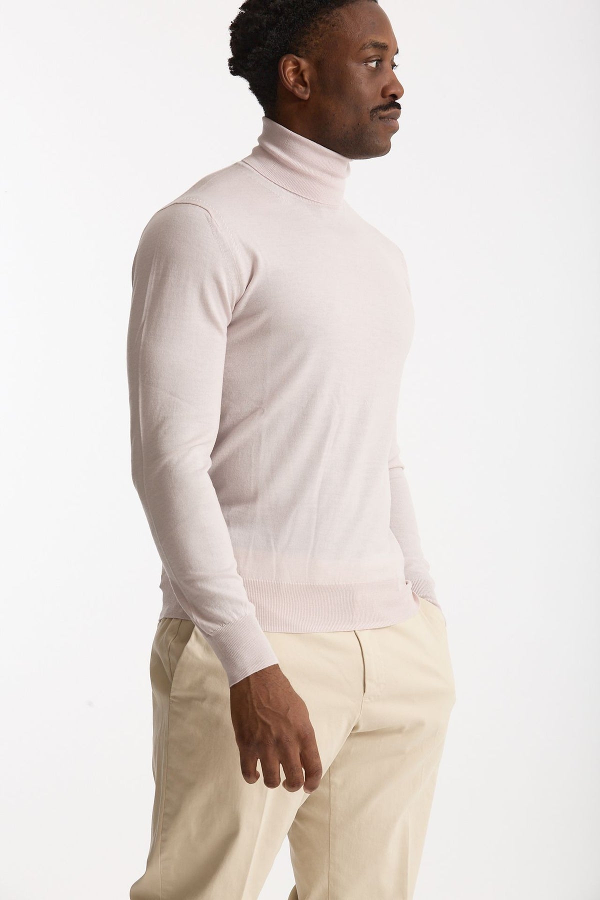 Dolcevita in lana rasata rosa chiaro men Hosio - 2