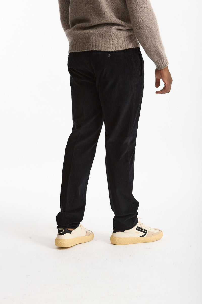 Pantalone in velluto di cotone stretch blu men Incotex - 4