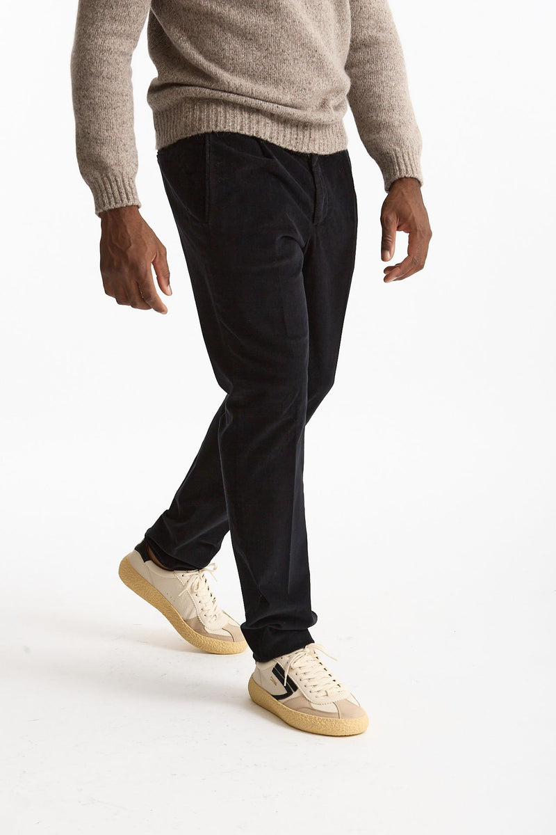 Pantalone in velluto di cotone stretch blu men Incotex - 1
