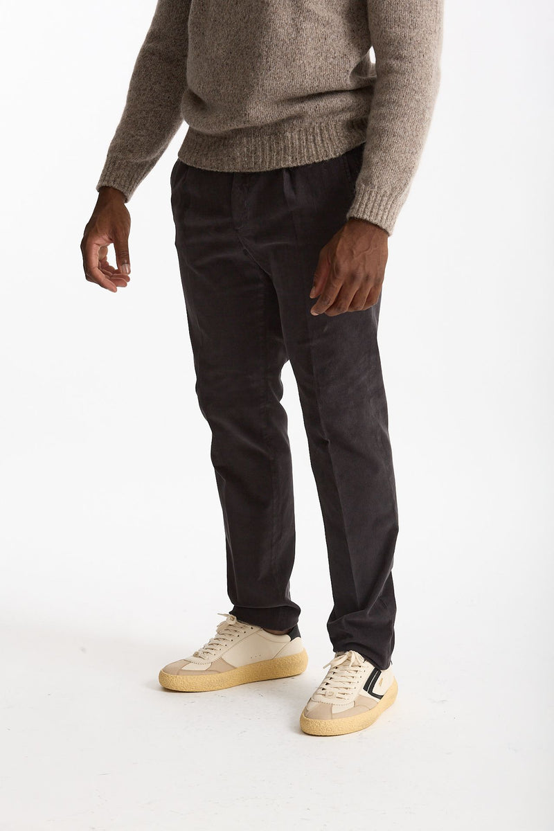 Pantalone in velluto di cotone stretch grigio men Incotex - 1