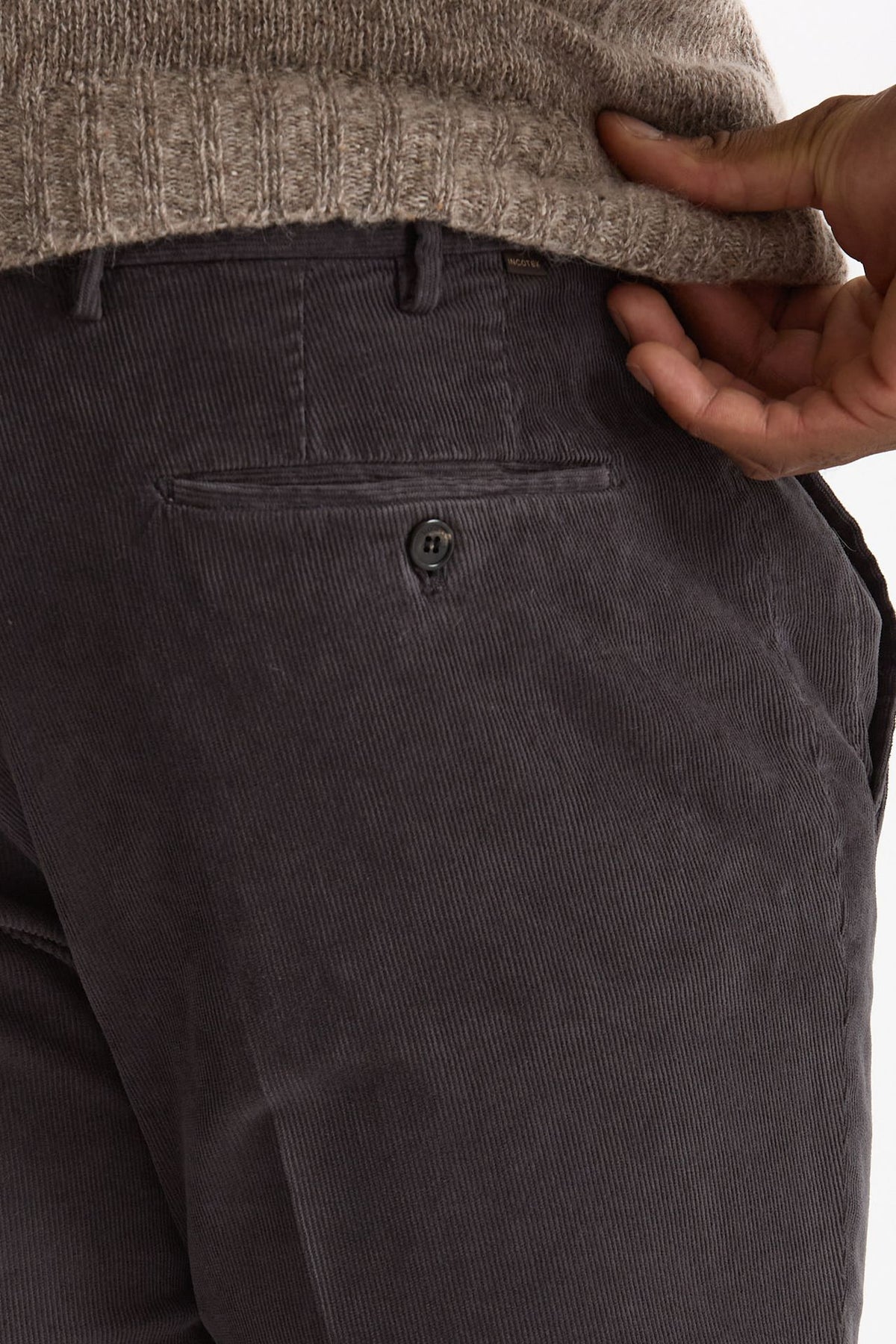 Pantalone in velluto di cotone stretch grigio men Incotex - 7
