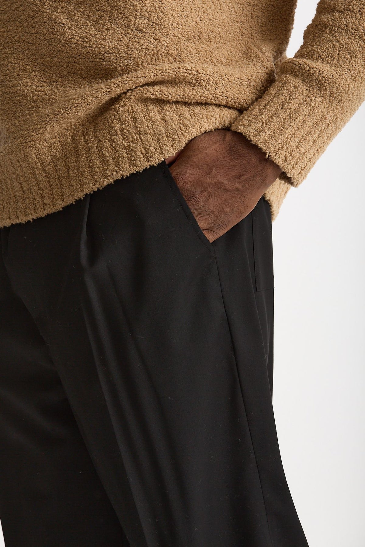 Pantalone in lana stretch nero men Laneus - 6