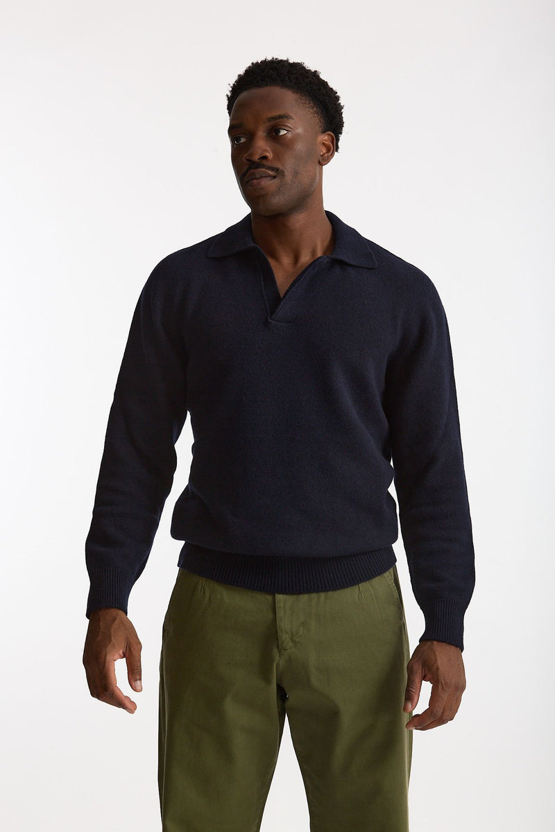 Polo lana e cashmere blu men Laneus - 1