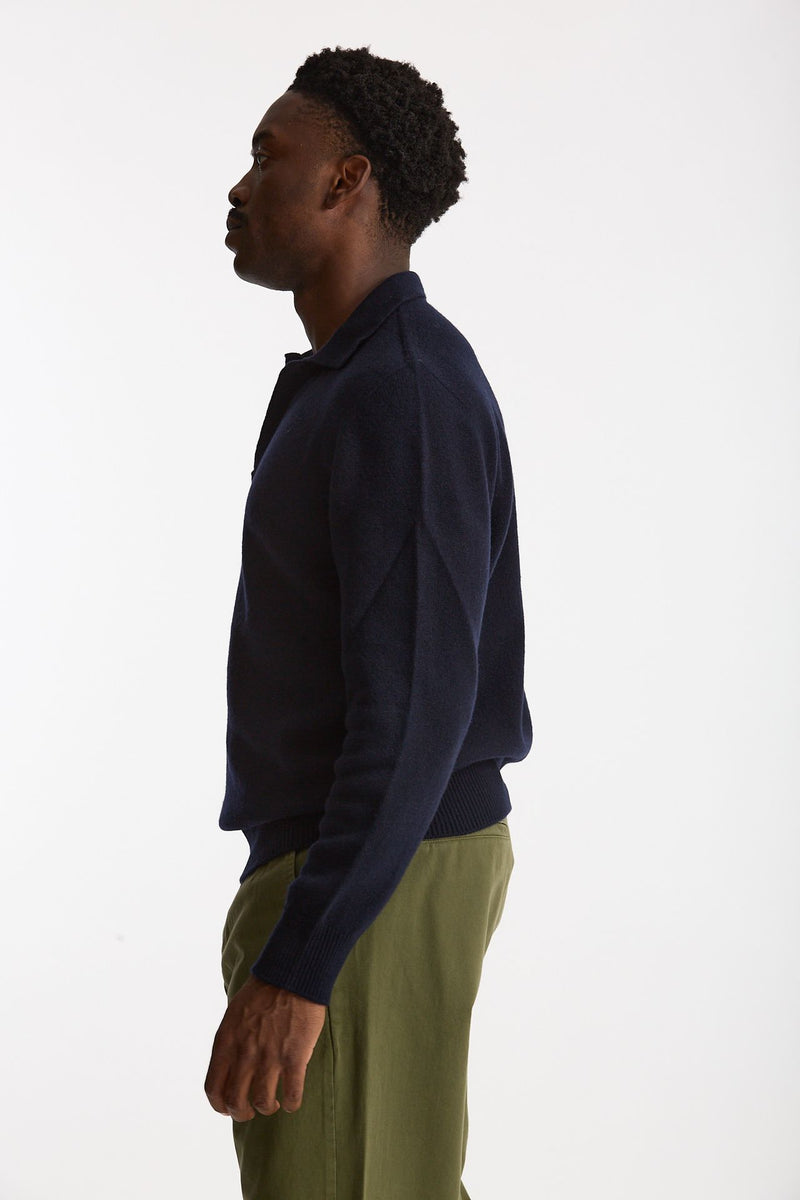 Polo lana e cashmere blu men Laneus - 2