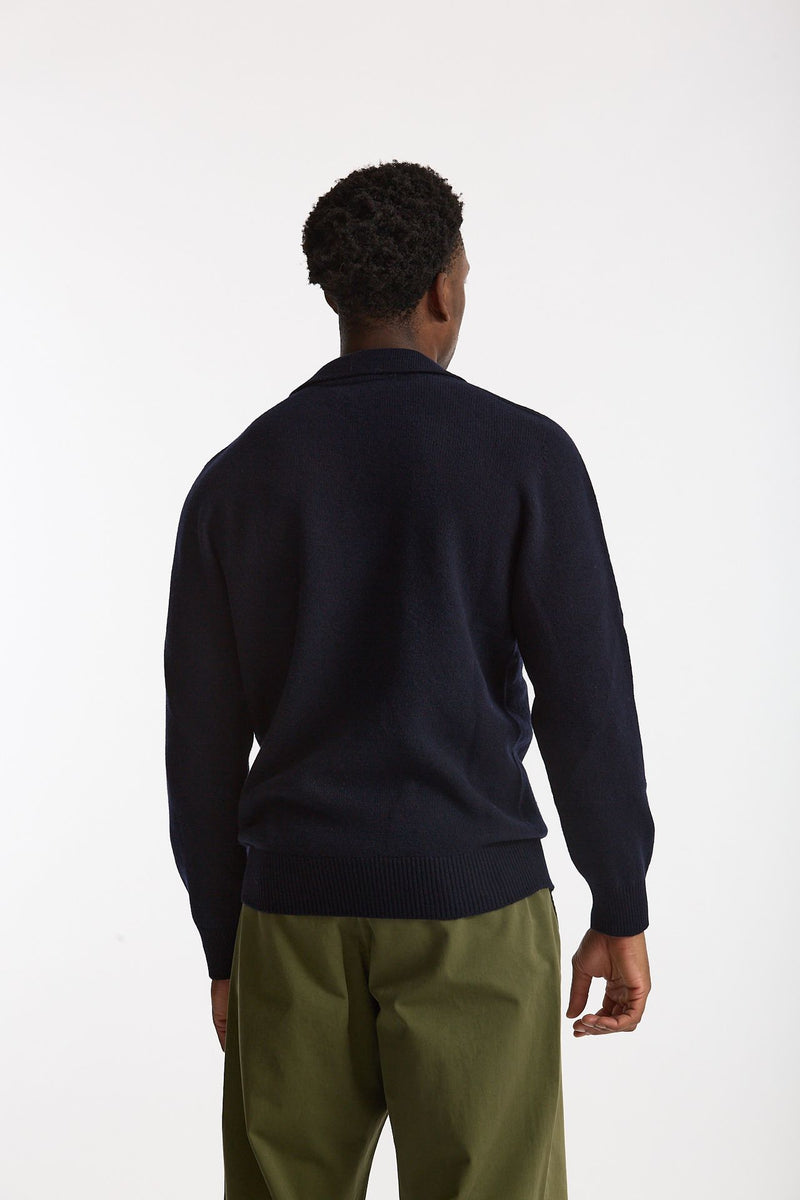 Polo lana e cashmere blu men Laneus - 3