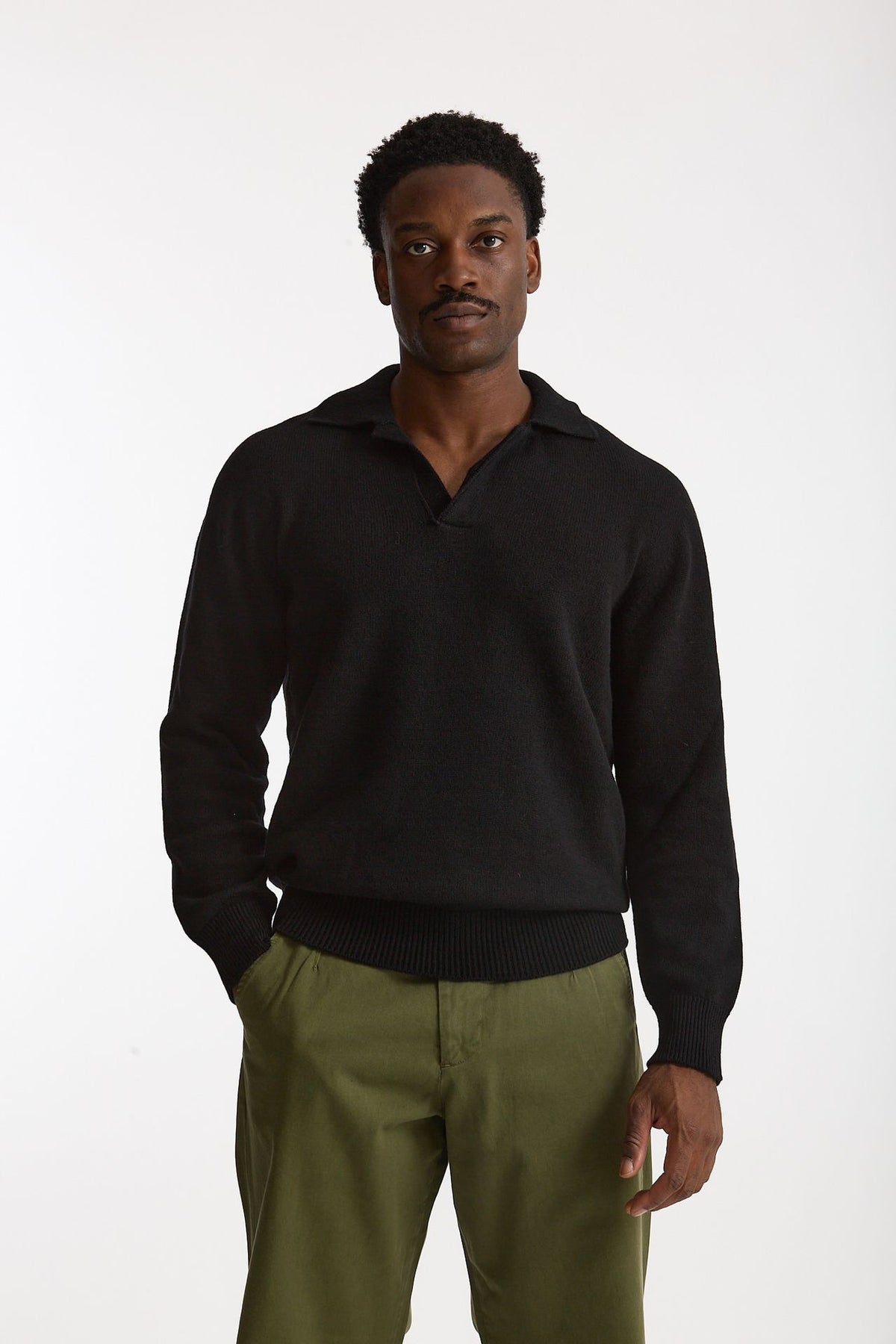 Polo lana e cashmere nero men Laneus - 1