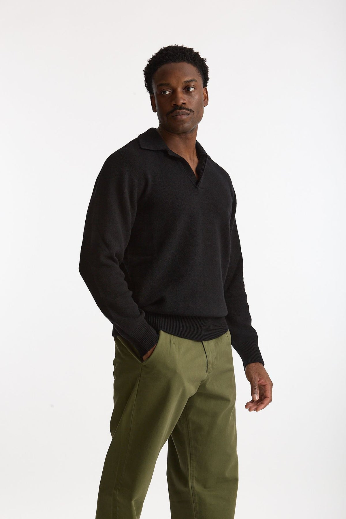 Polo lana e cashmere nero men Laneus - 4