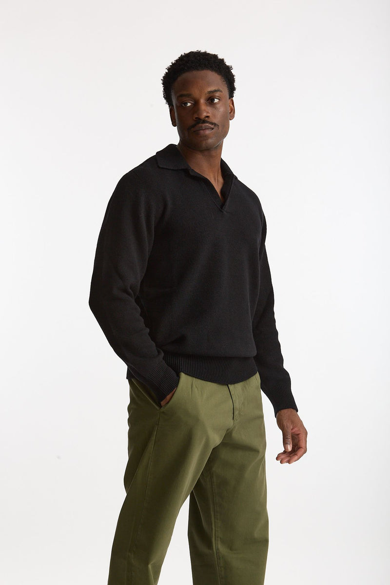 Polo lana e cashmere nero men Laneus - 4