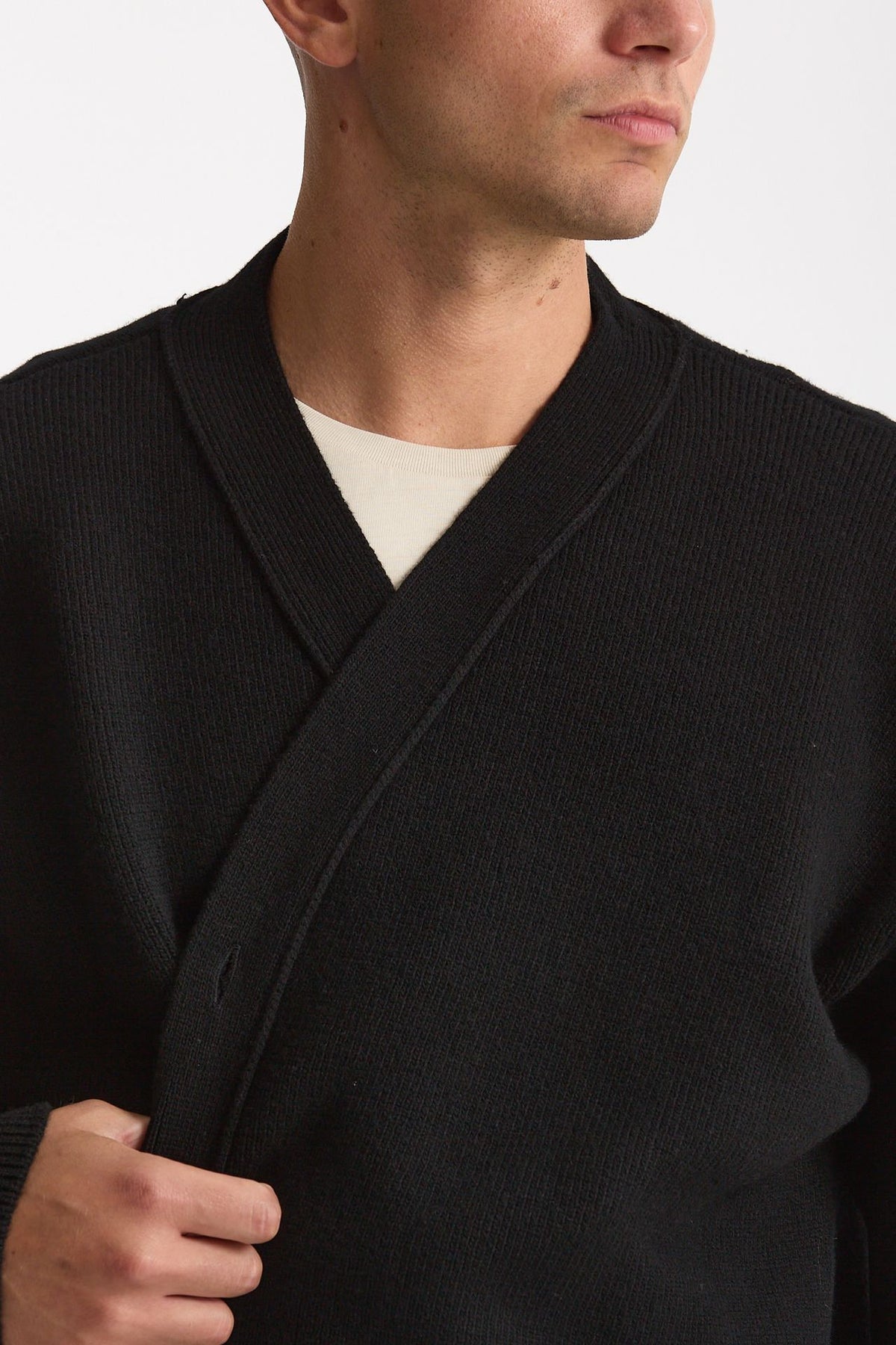 Cardigan in lana nero men Laneus - 5