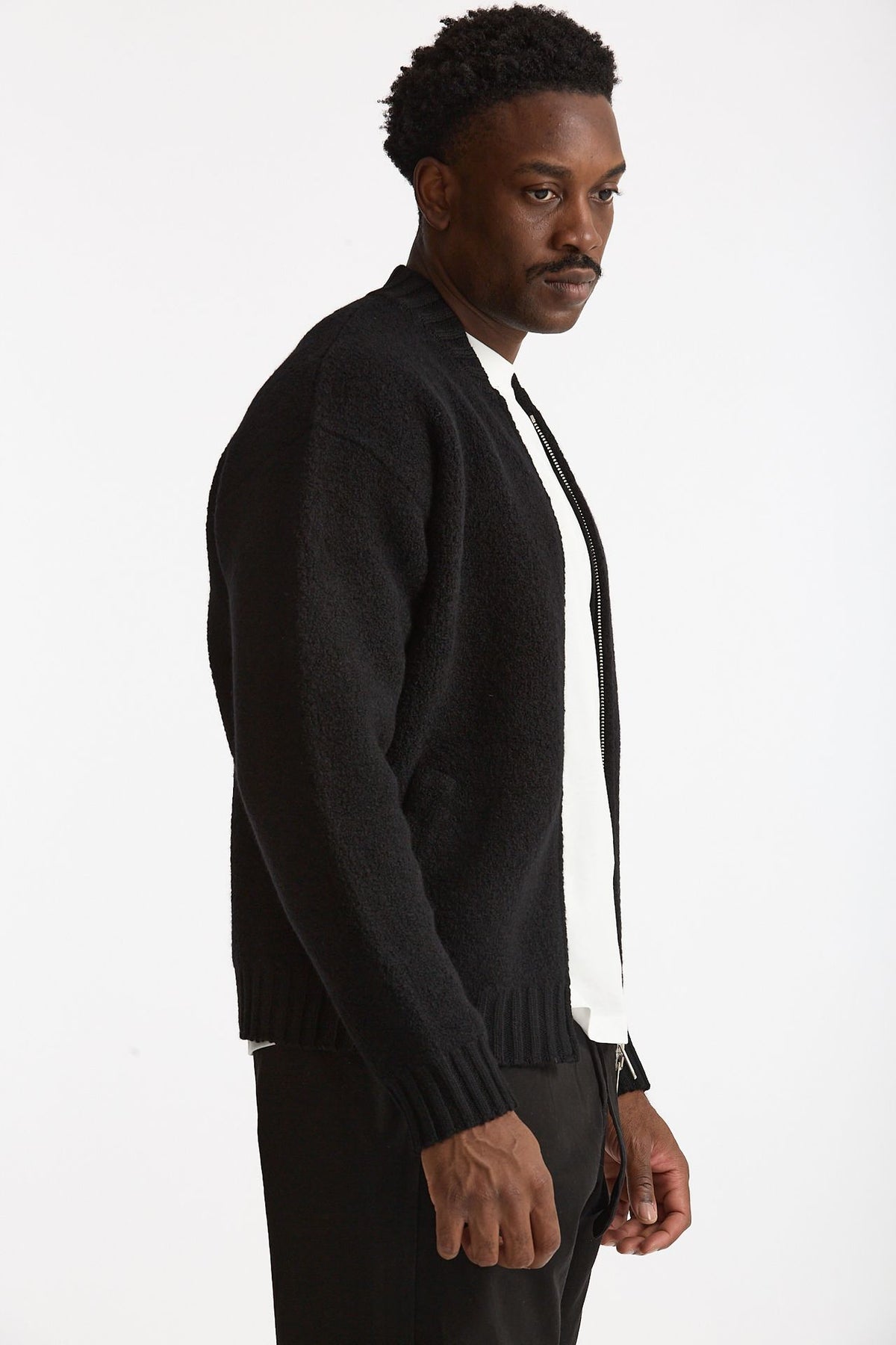 Bomber Lana e cashmere nero men Laneus - 4