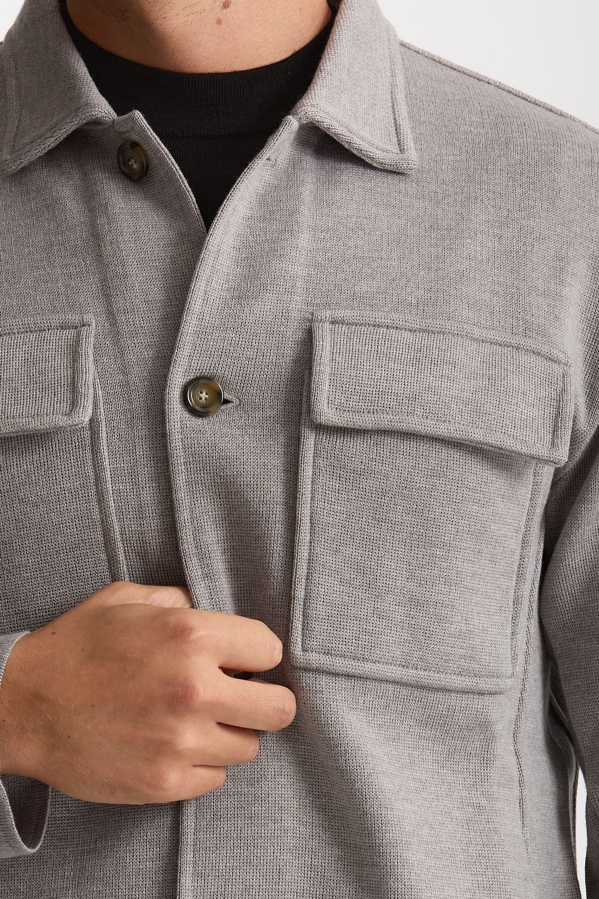 Overshirt in lana grigio chiaro men Lardini - 5