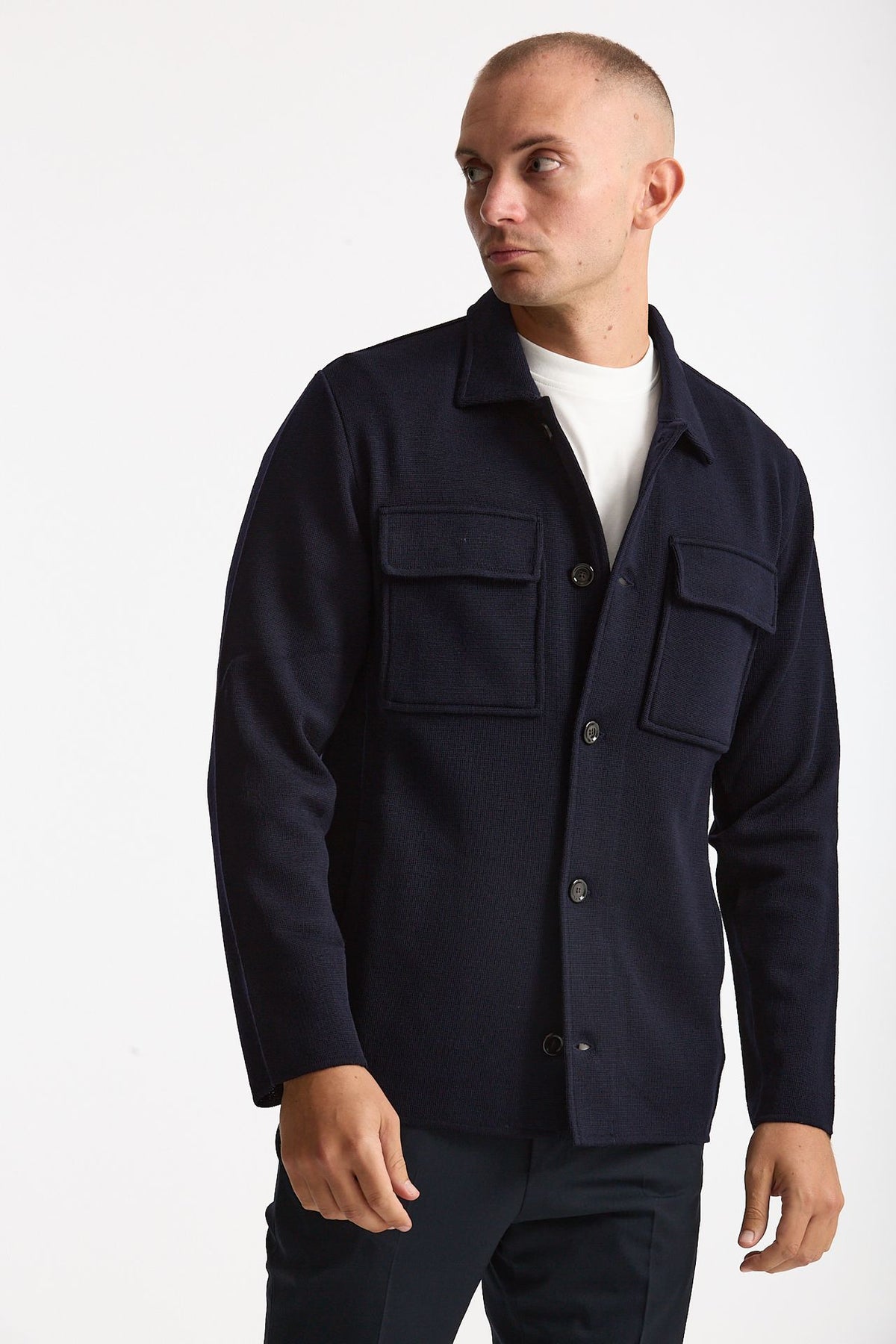 Overshirt in lana blu men Lardini - 4