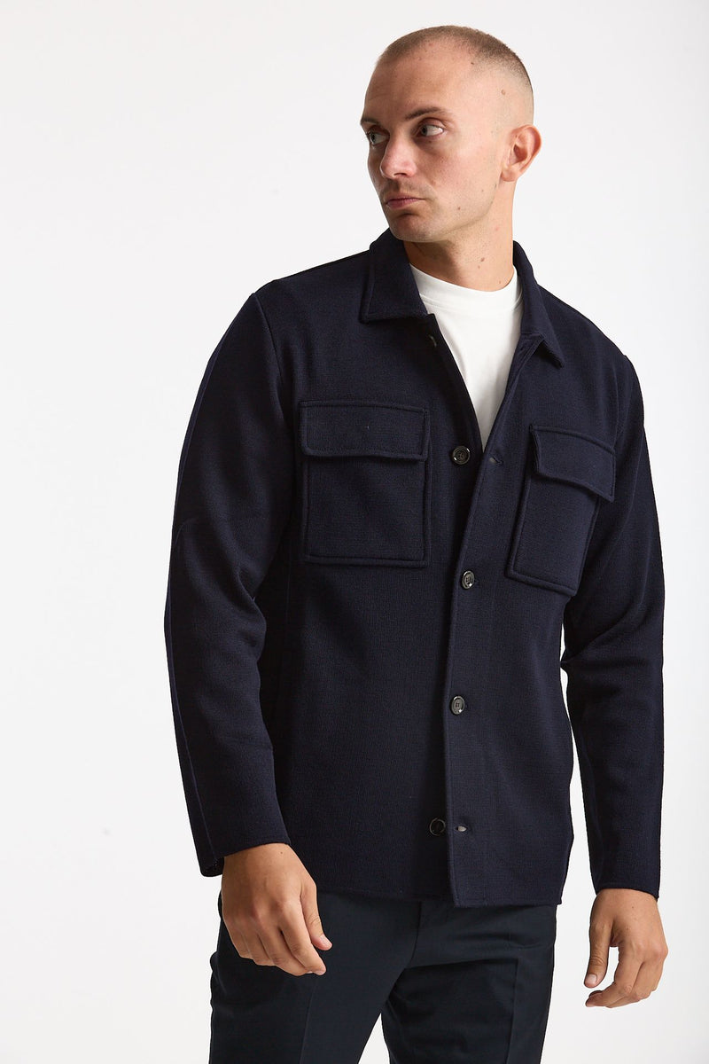 Overshirt in lana blu men Lardini - 4