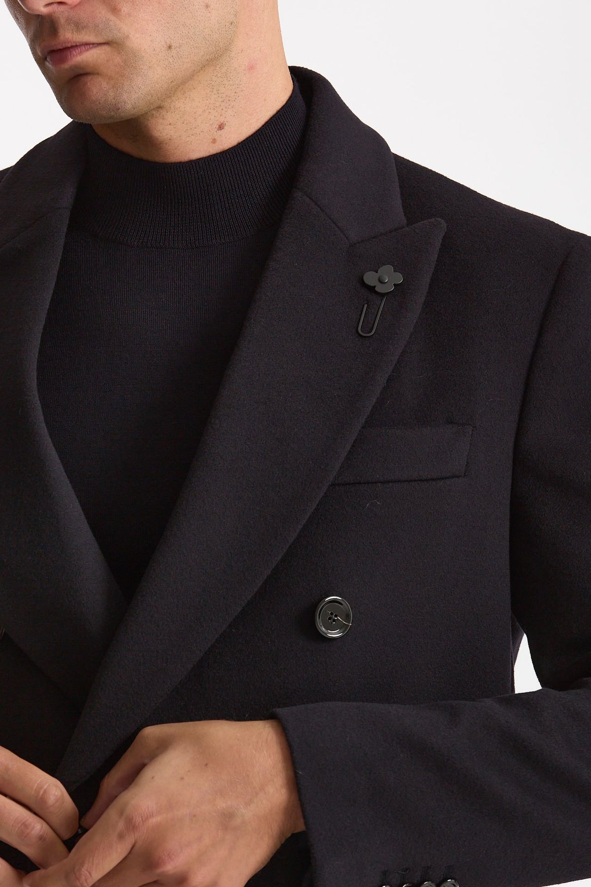 Cappotto doppiopetto in lana blu men Lardini - 8