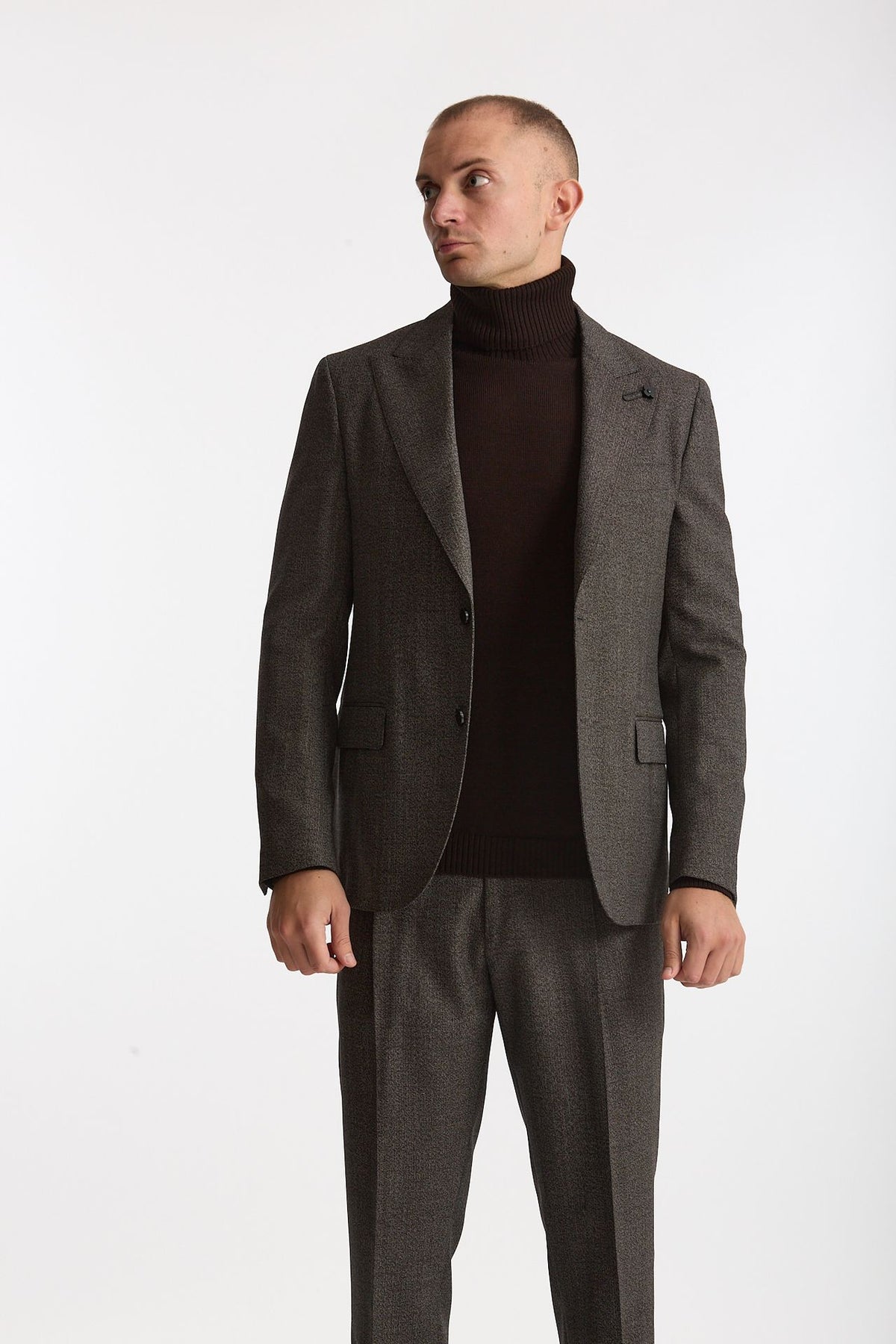 Abito monopetto in lana marrone e grigio men Lardini - 2