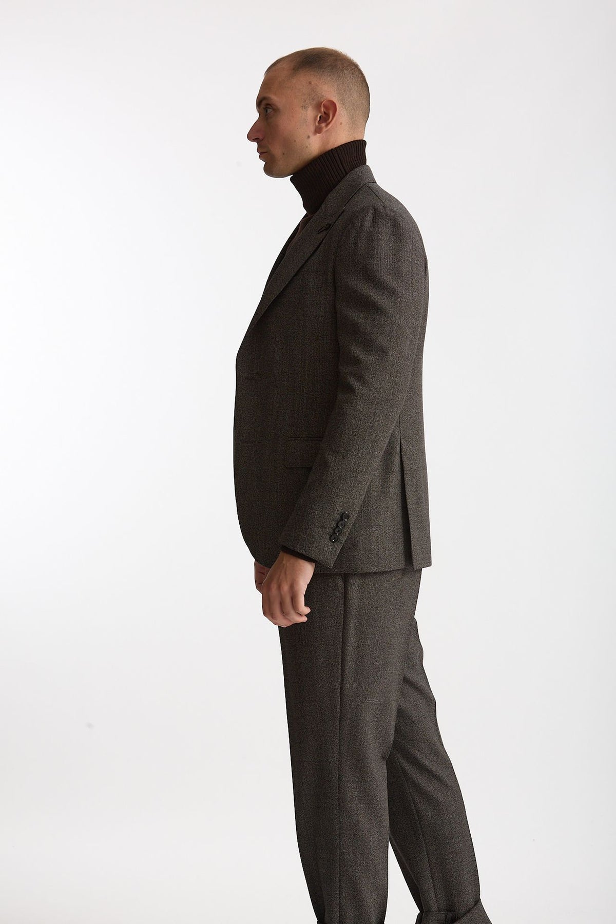 Abito monopetto in lana marrone e grigio men Lardini - 3