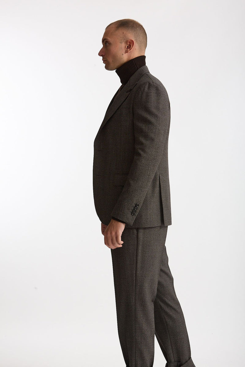 Abito monopetto in lana marrone e grigio men Lardini - 3