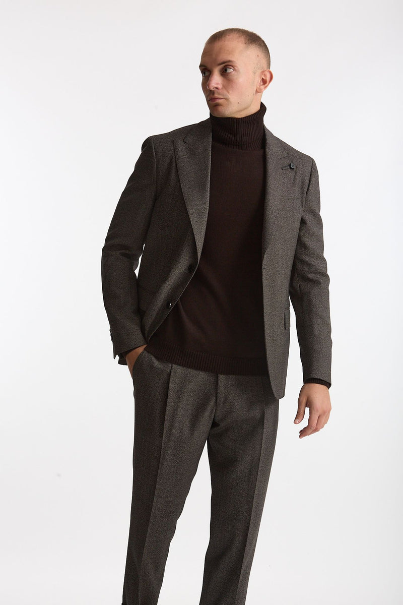 Abito monopetto in lana marrone e grigio men Lardini - 5