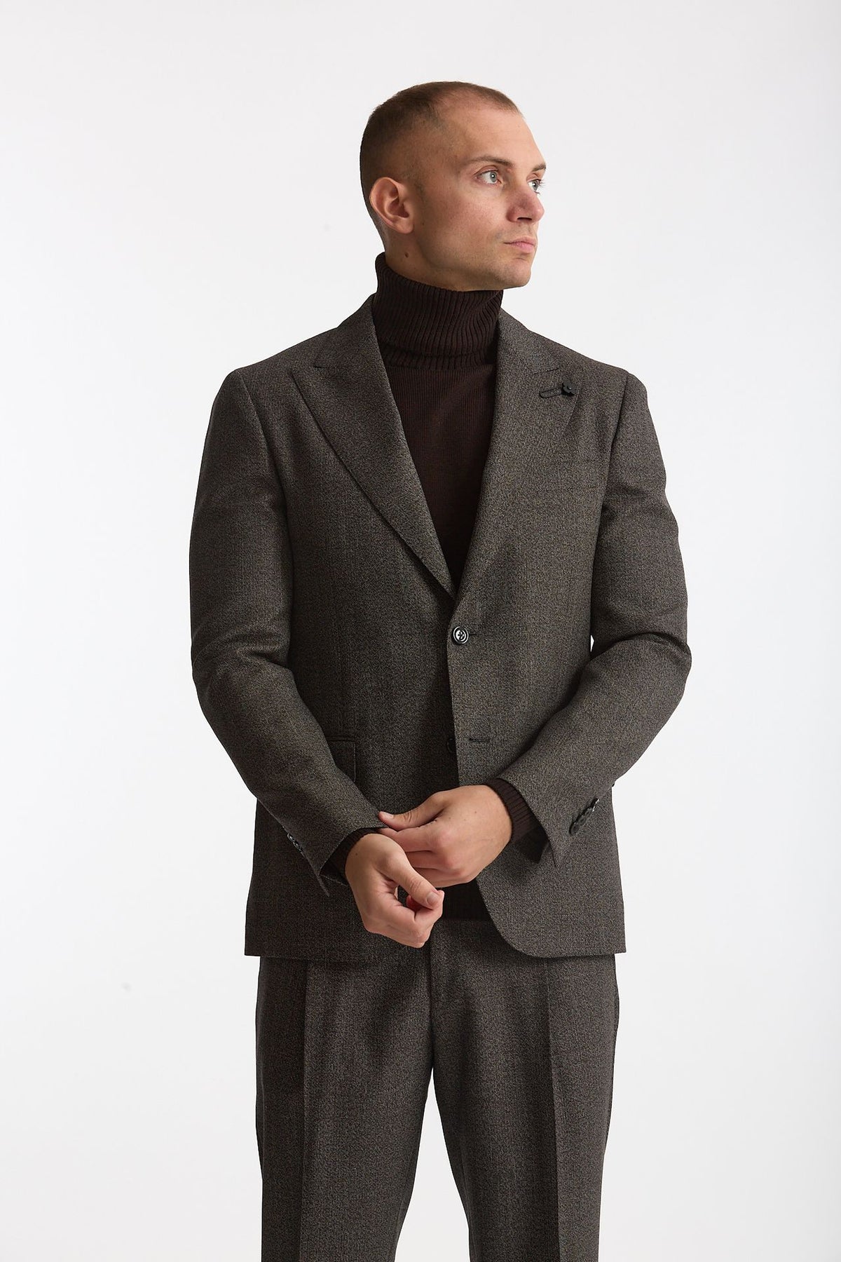 Abito monopetto in lana marrone e grigio men Lardini - 1