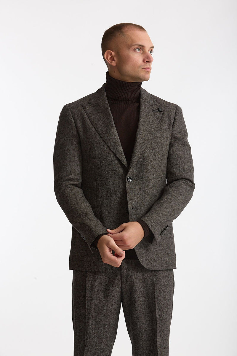 Abito monopetto in lana marrone e grigio men Lardini - 1