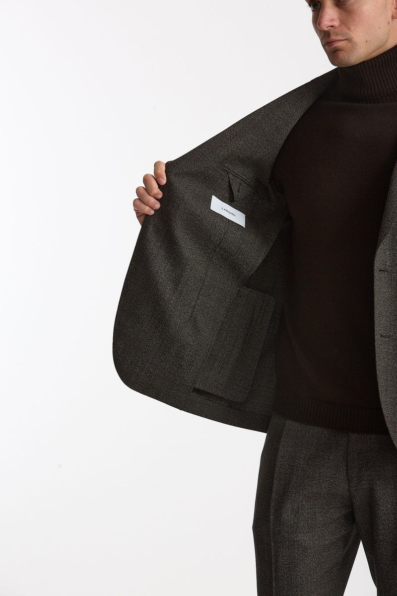 Abito monopetto in lana marrone e grigio men Lardini - 6