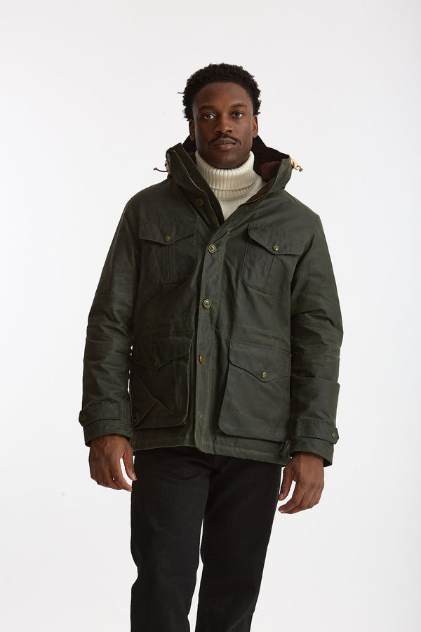 Giaccone TEDDY LINED in cotone cerato verdone men Manifattura ceccarelli