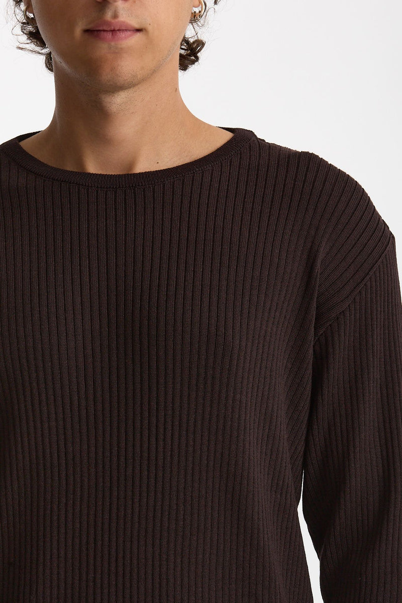 Maglia in lana lavorazione a coste marrone men Marsēm - 5