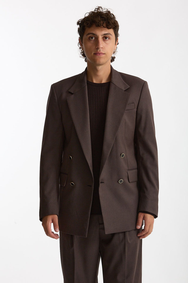 Giacca doppiopetto marrone men Marsēm - 3