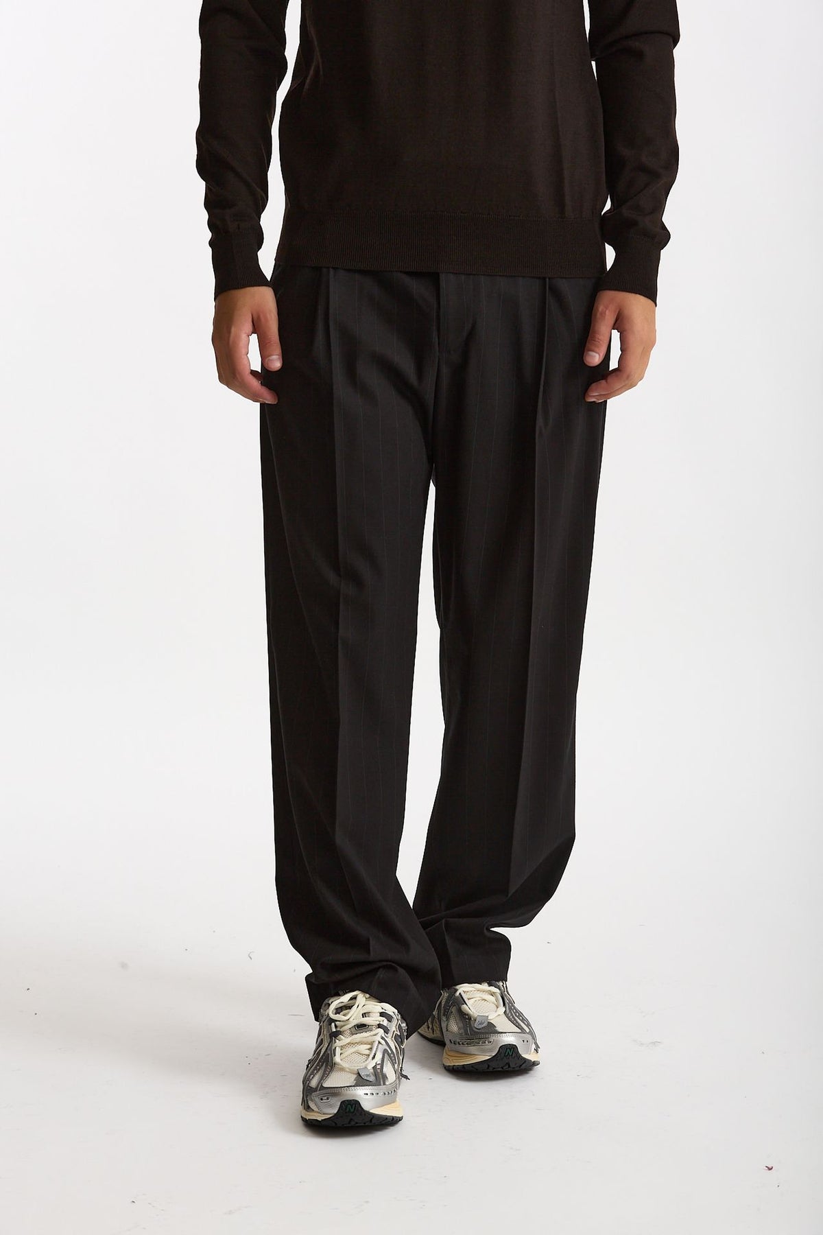 Pantalone gamba ampia gessato nero men Marsēm - 1