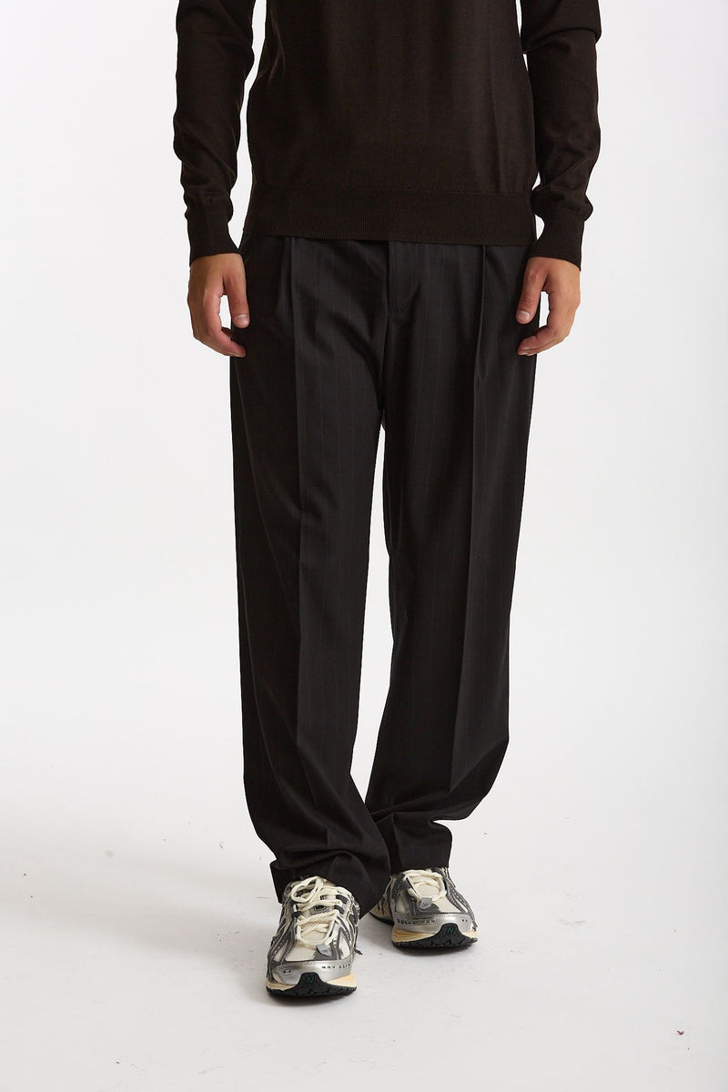 Pantalone gamba ampia gessato nero men Marsēm - 1