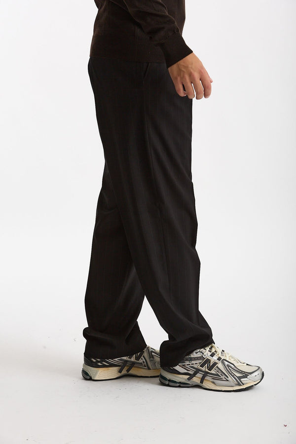 Pantalone gamba ampia gessato nero men Marsēm