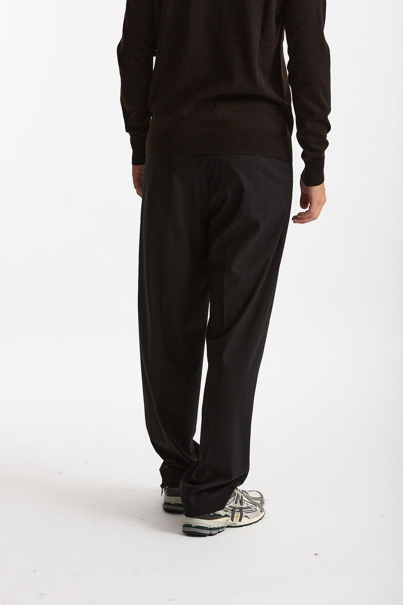 Pantalone gamba ampia gessato nero men Marsēm - 3