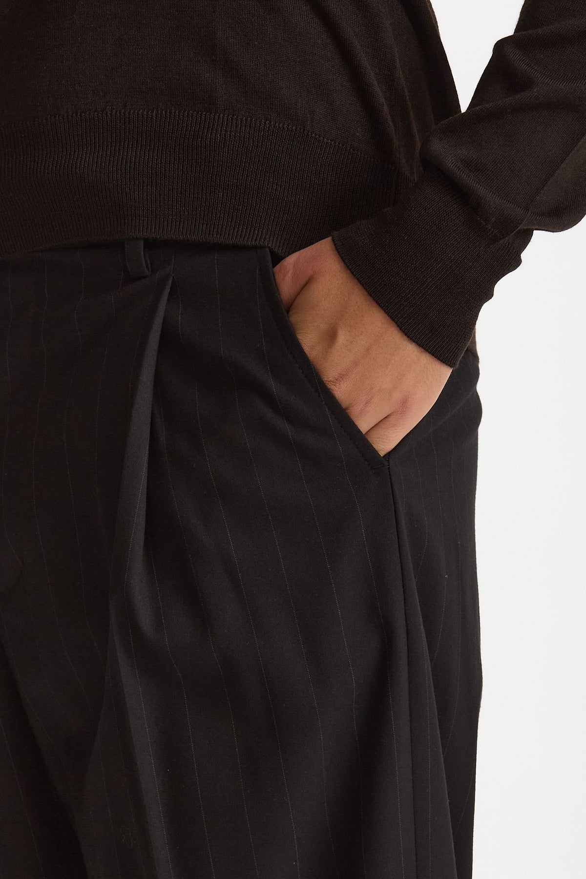 Pantalone gamba ampia gessato nero men Marsēm - 5