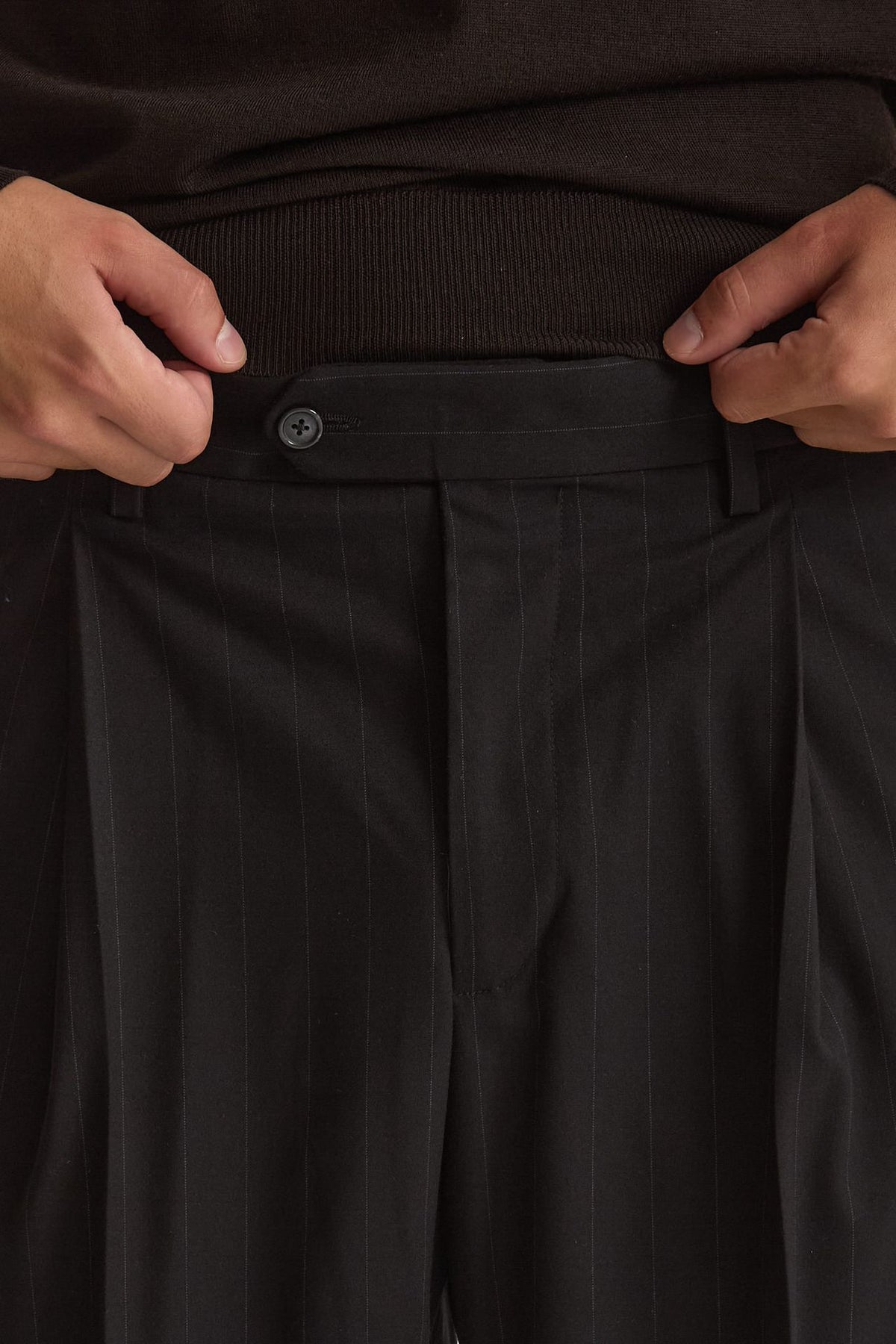 Pantalone gamba ampia gessato nero men Marsēm - 6