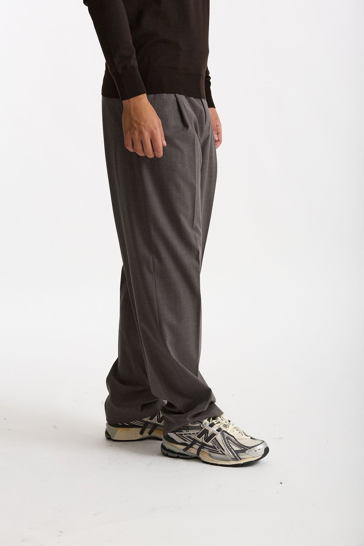 Pantalone gamba ampia gessato grigio men Marsēm - 3