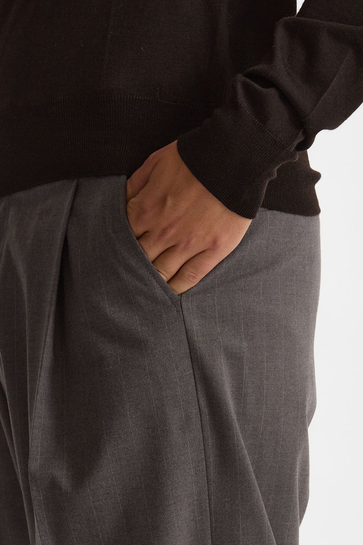 Pantalone gamba ampia gessato grigio men Marsēm - 6