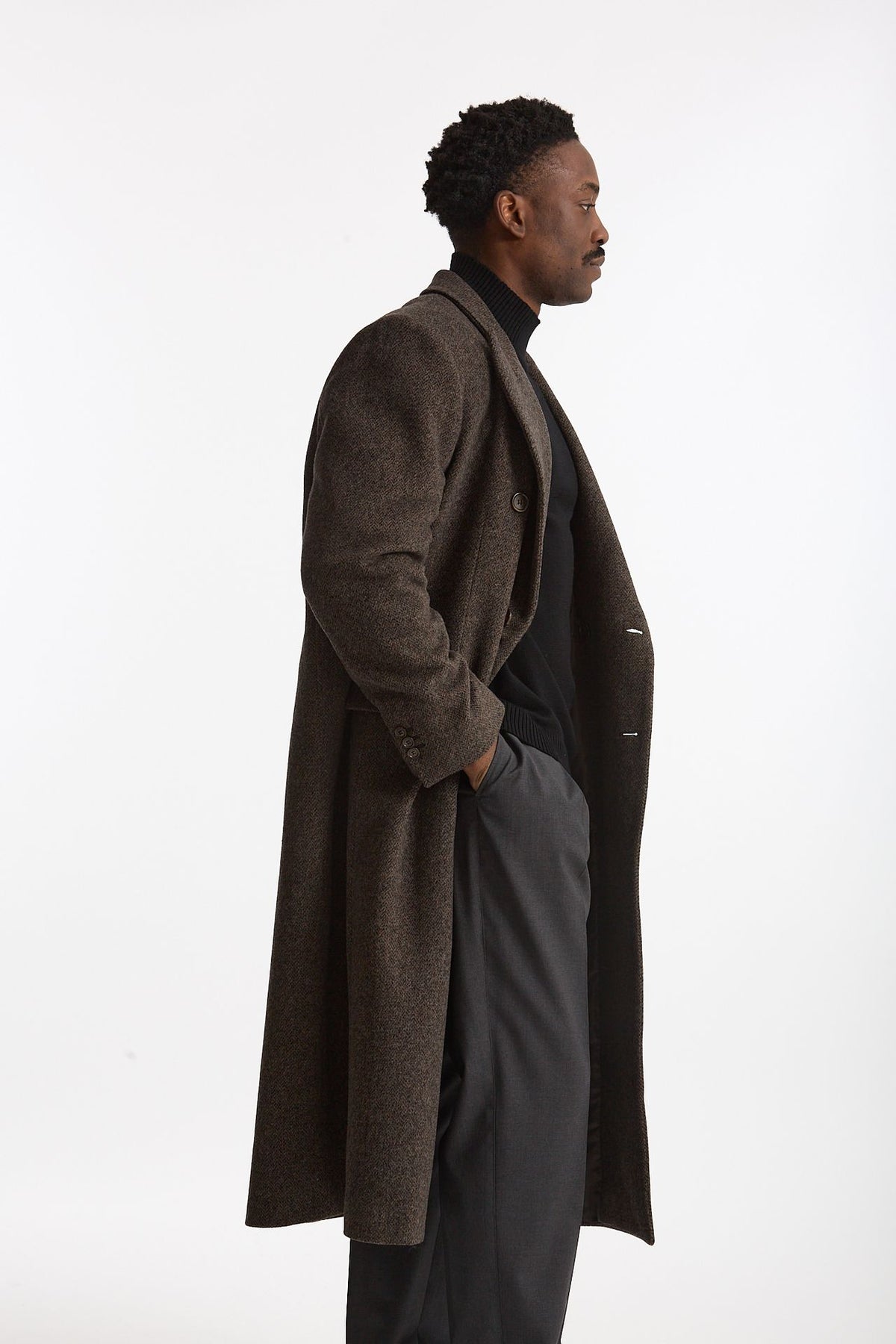 Cappotto doppiopetto spigato marrone men Marsēm - 1