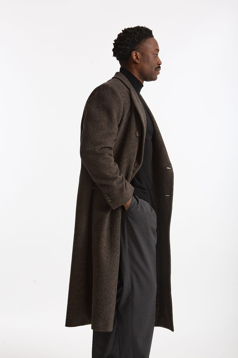 Cappotto doppiopetto spigato marrone men Marsēm - 1