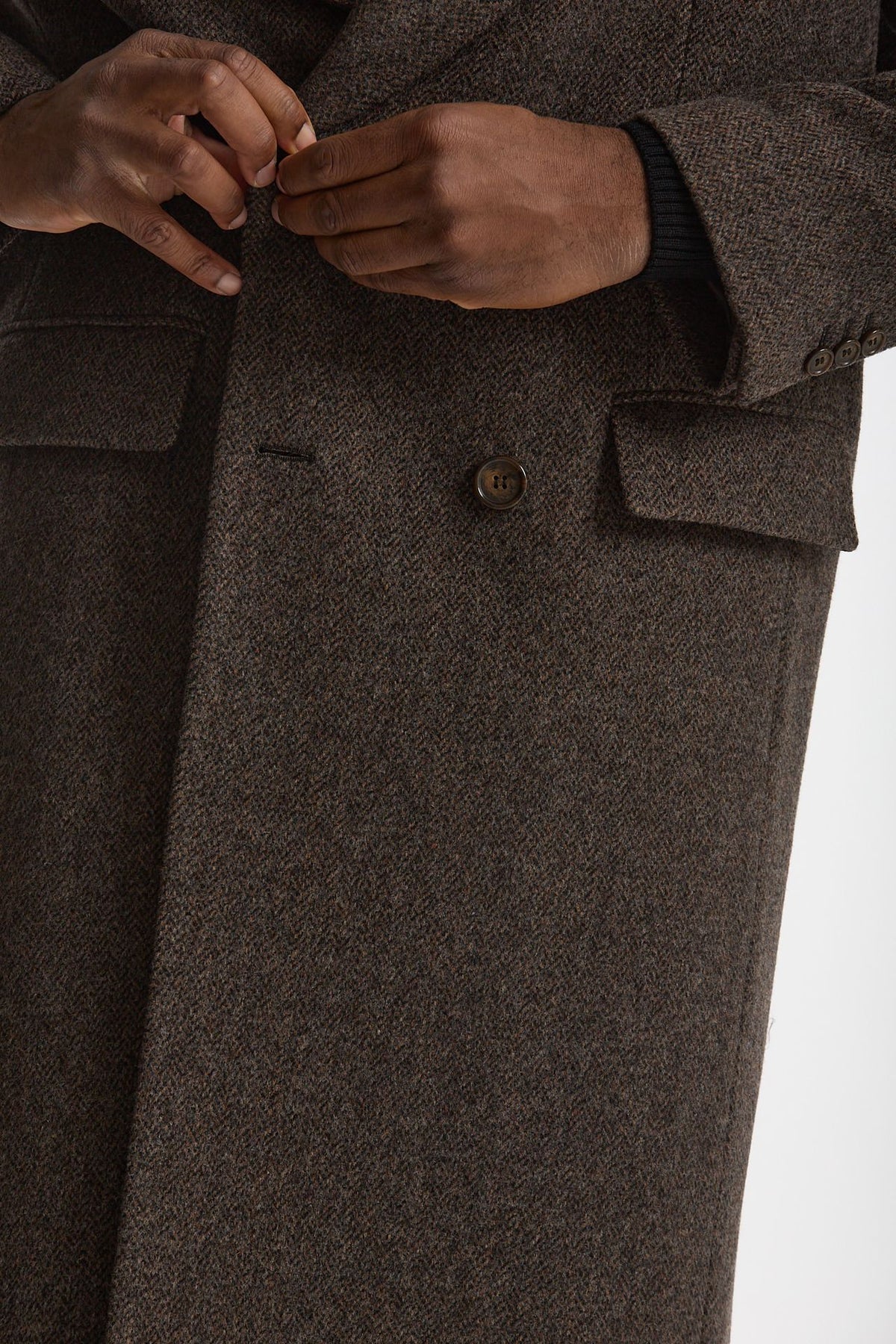 Cappotto doppiopetto spigato marrone men Marsēm - 5