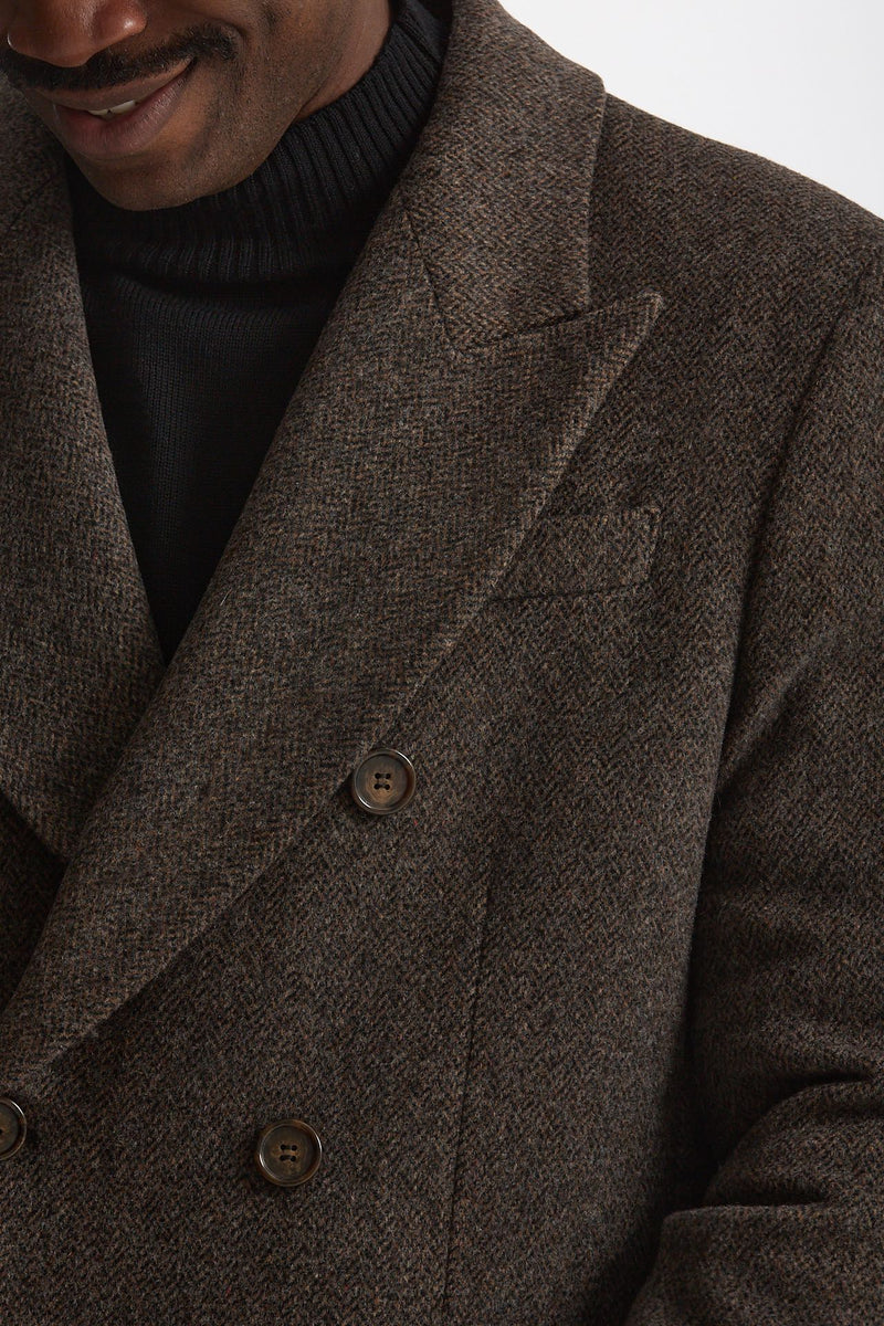 Cappotto doppiopetto spigato marrone men Marsēm - 6