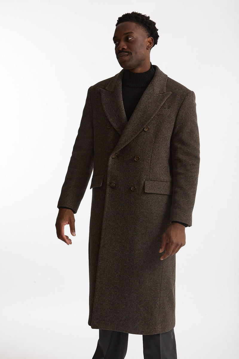 Cappotto doppiopetto spigato marrone men Marsēm - 7