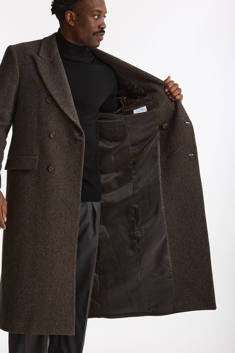 Cappotto doppiopetto spigato marrone men Marsēm - 8