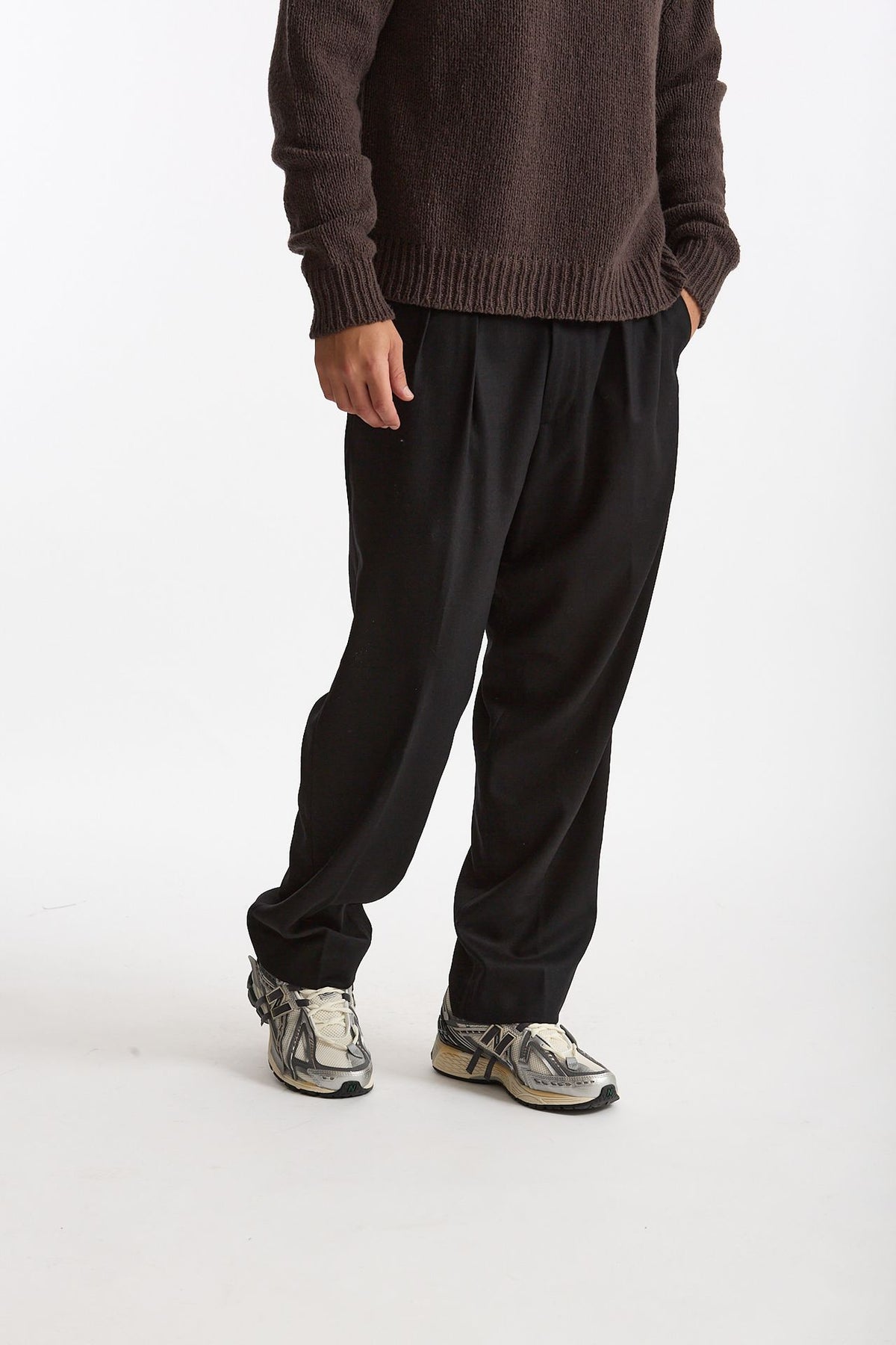 Pantalone KAY BAGGY in lana stretch nero men Nine in the morning - 1