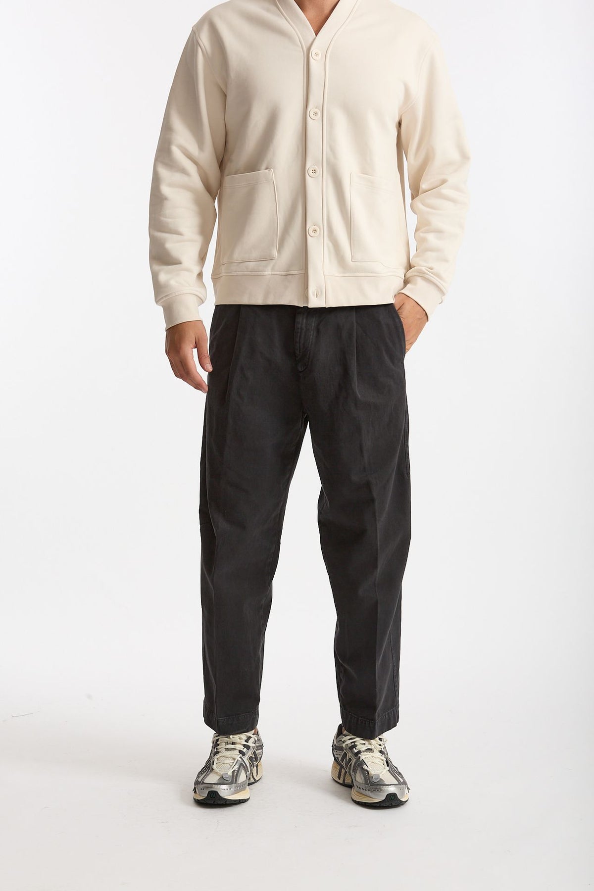 Pantalone GIULIO CARROT in cotone fermo antracite men Nine in the morning - 1