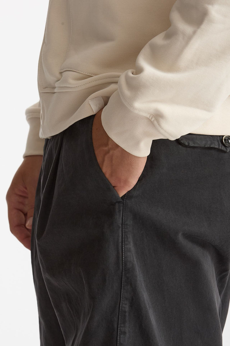 Pantalone GIULIO CARROT in cotone fermo antracite men Nine in the morning - 5