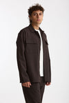 Overshirt lana e poliestere stretch marrone men Nine in the morning - 3