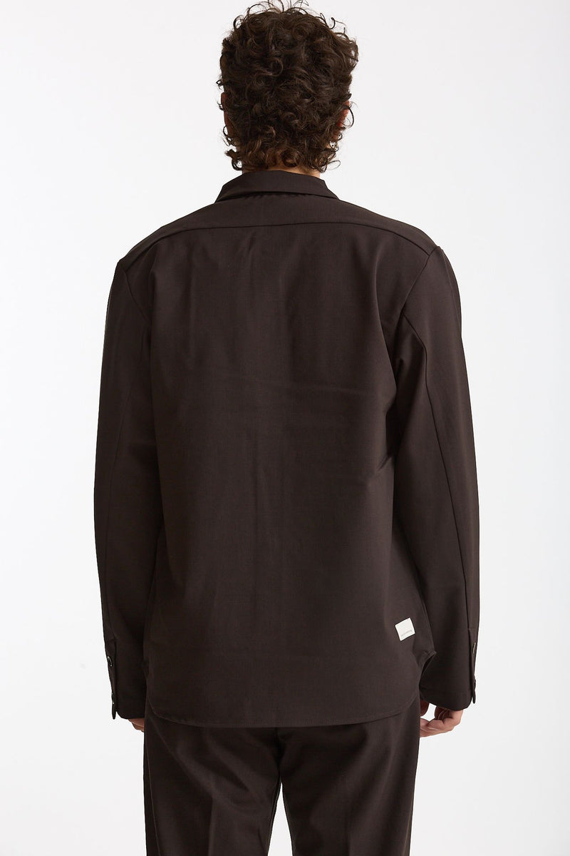 Overshirt lana e poliestere stretch marrone men Nine in the morning - 4