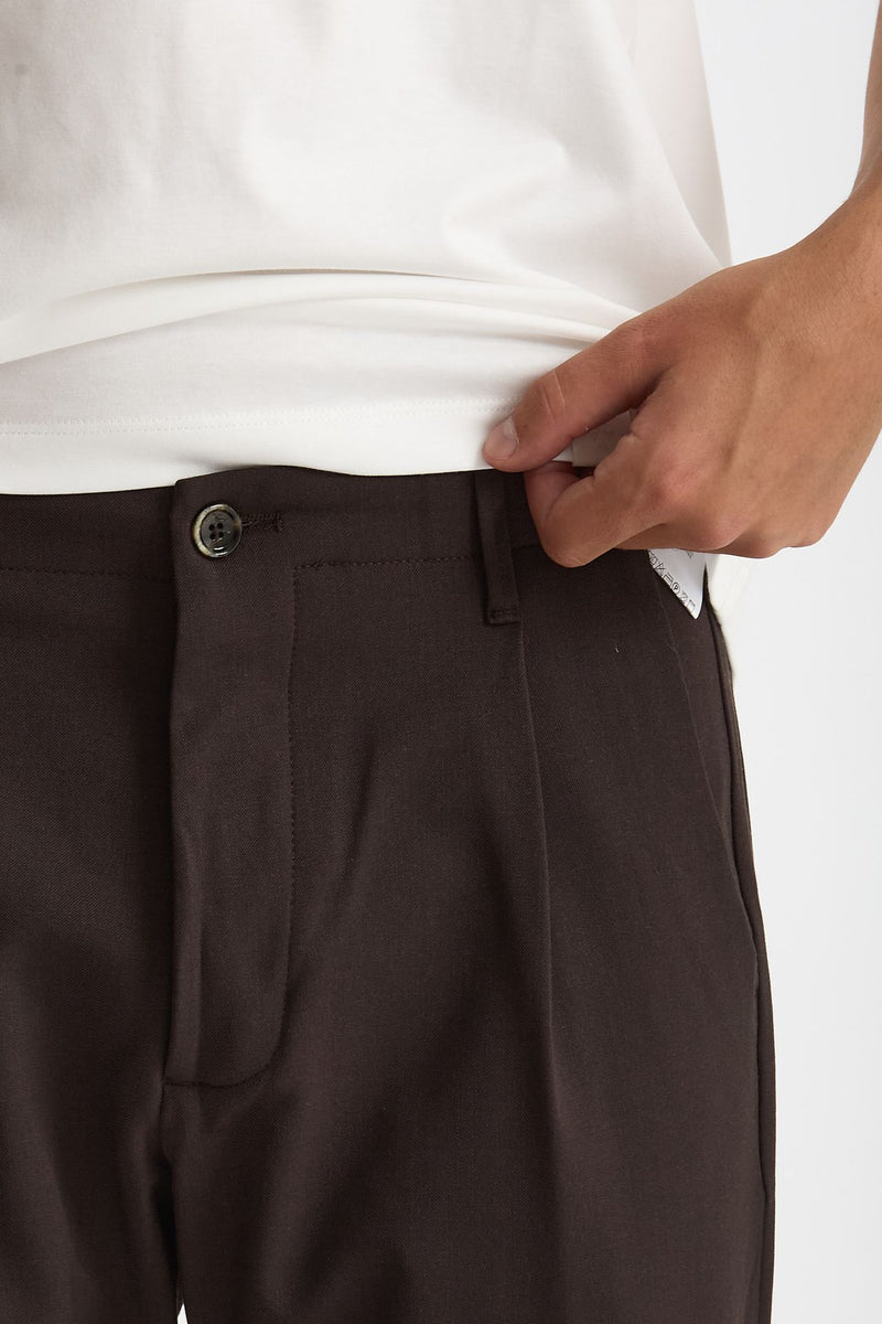 Pantalone FOLD 2 in lana stretch marrone men Nine in the morning - 6